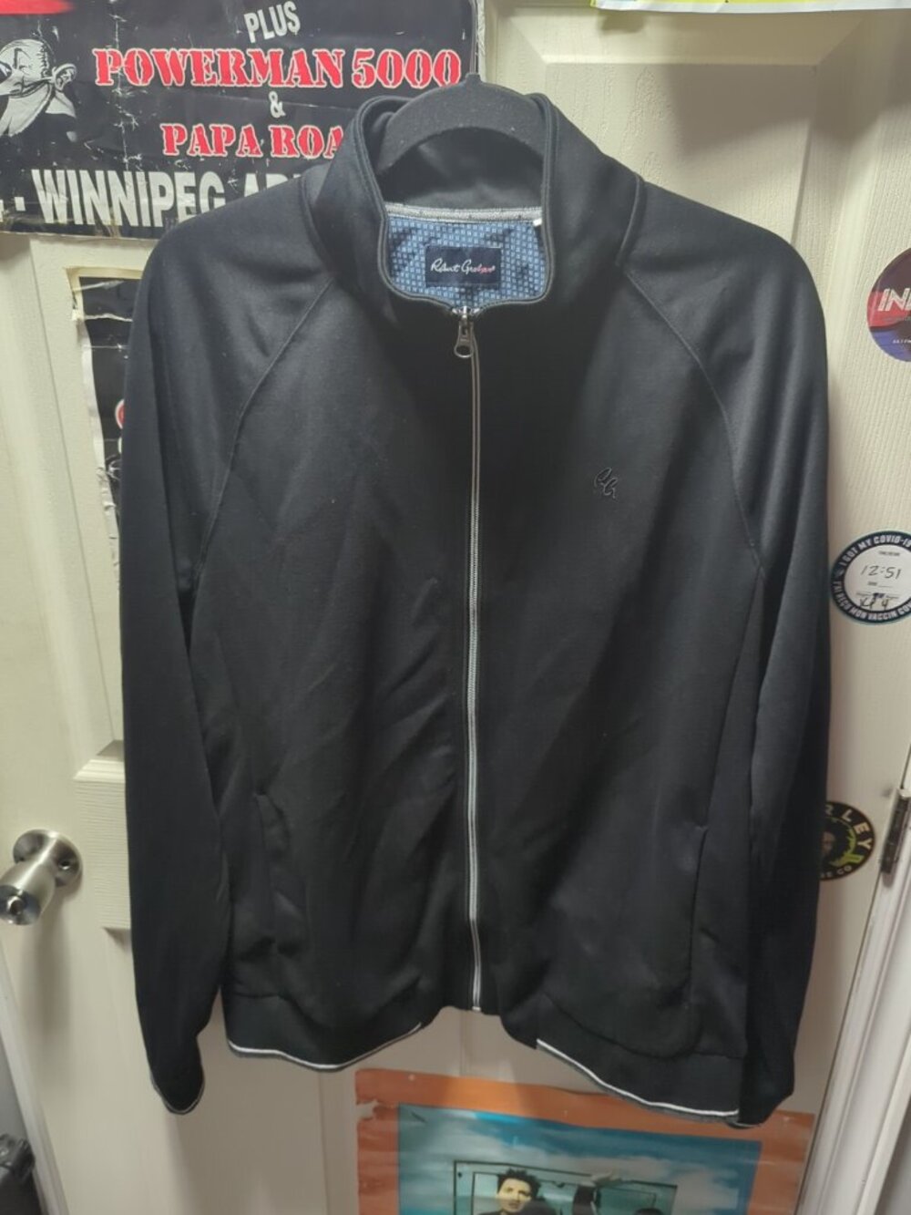 Robert Graham Mens Full Zip Long Sleeve Sweatshirt Jacket Size L Large Black